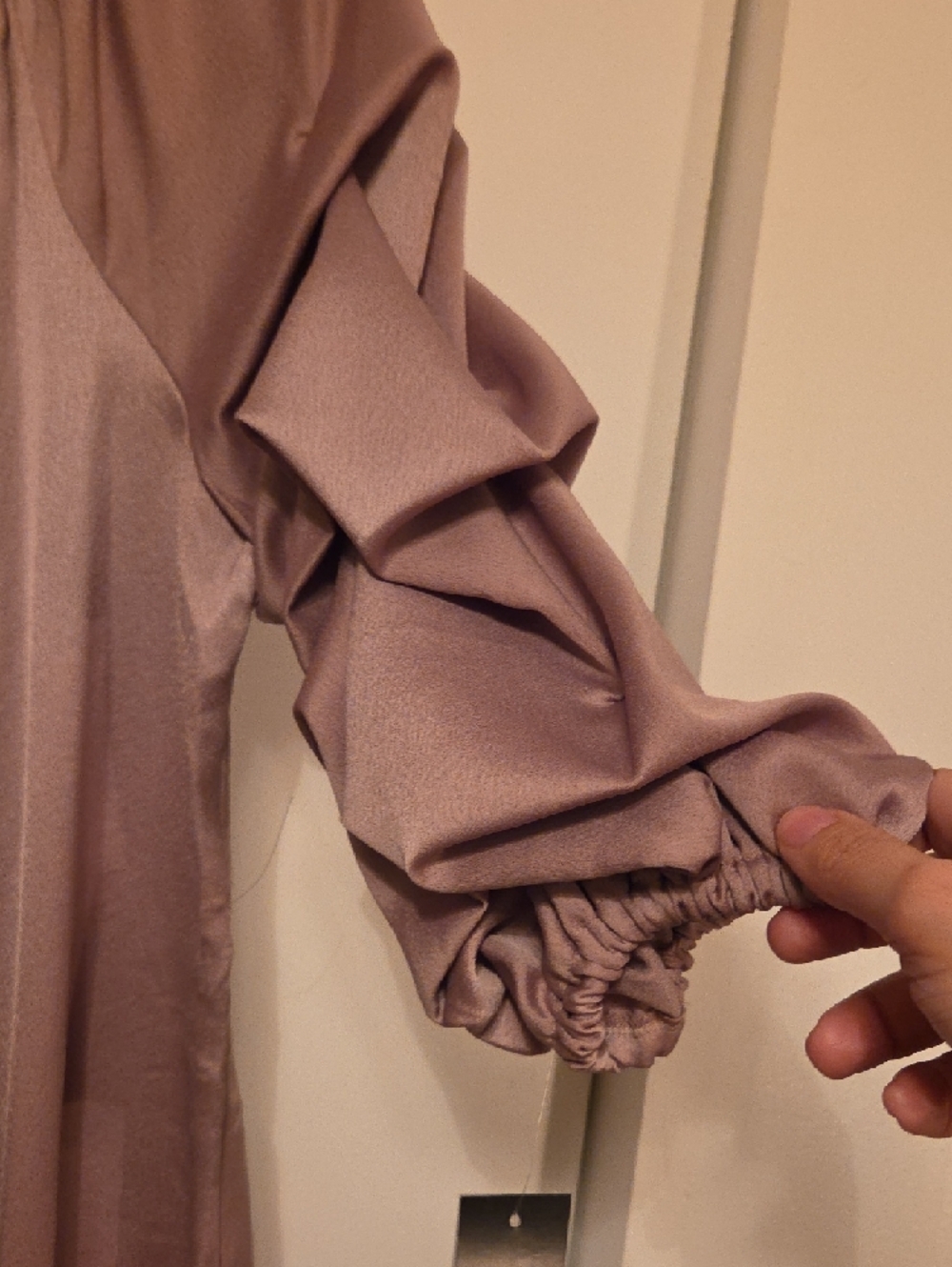 MSK Mauve Satin Peasant Blouse with Side Tie - Picture 5 of 7